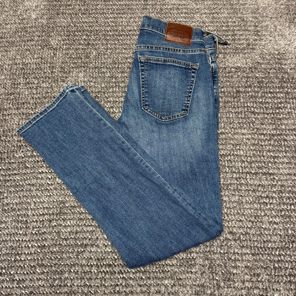 Abercrombie & Fitch Mens Jeans Straight Stretch 30x32 Blue Medium Wash‎ Denim